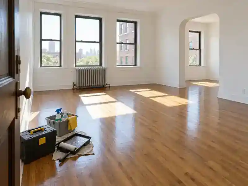 Empty Detroit apartment unit being prepared for the next tenant