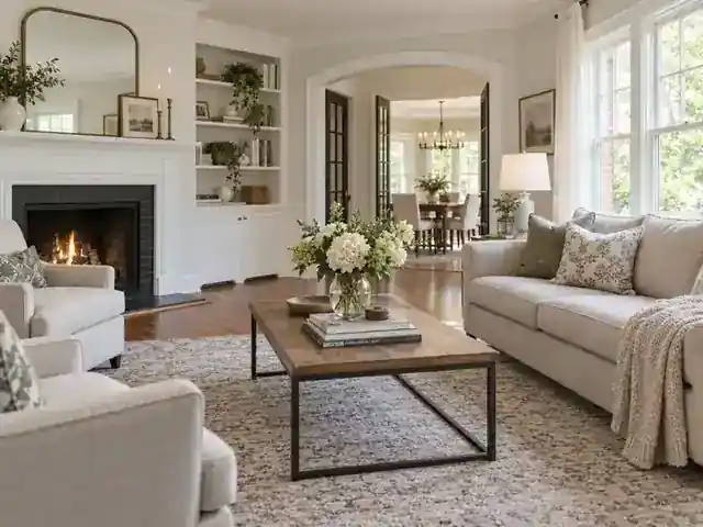 Staged living room in a Metro Detroit home for sale